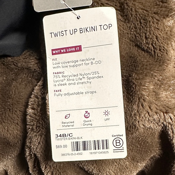 Athleta Black Twist Up Bikini Top - Picture 2 of 6